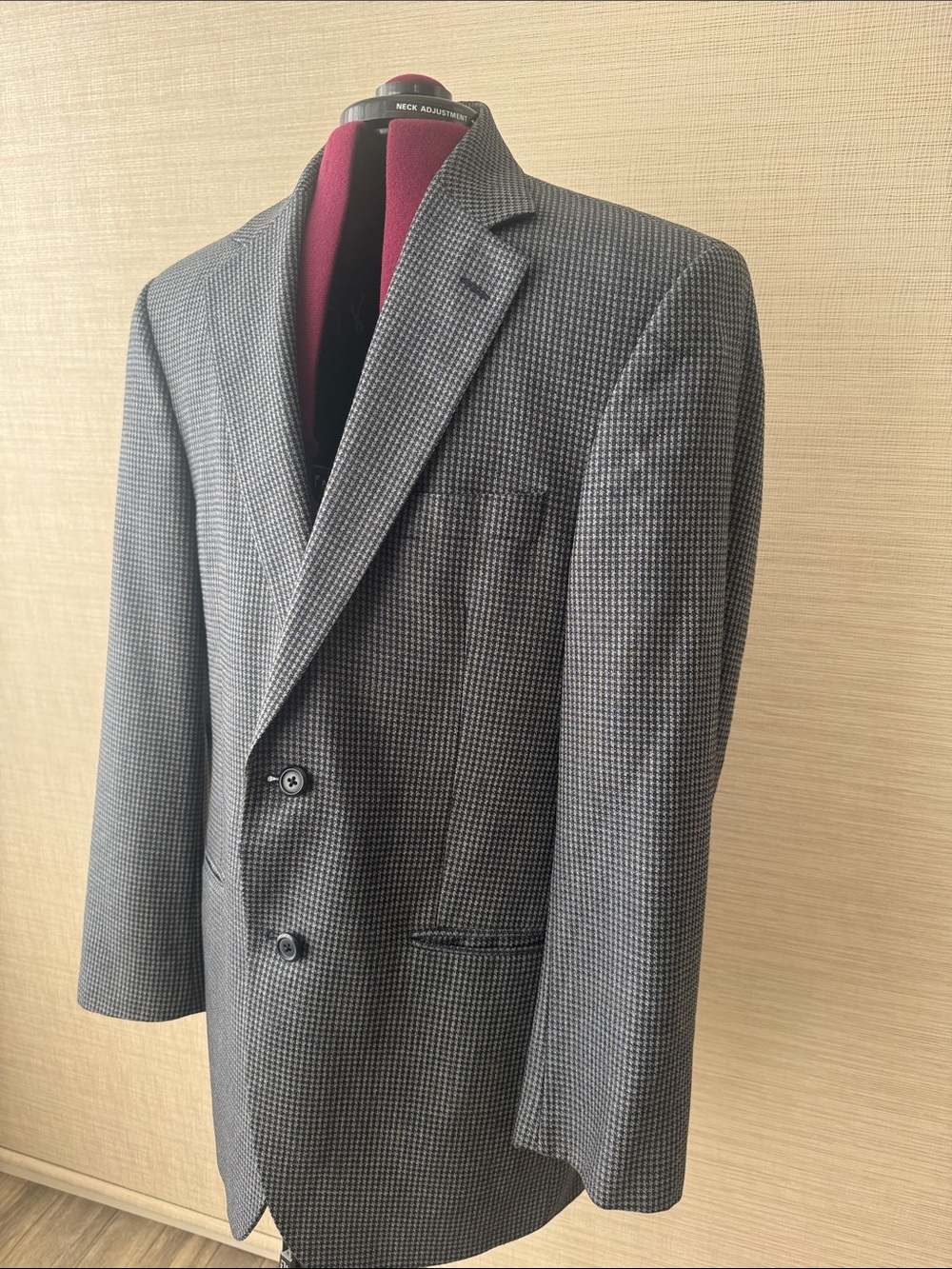 John W Nordstrom Wool Silk Houndstooth Blazer Sport Coat